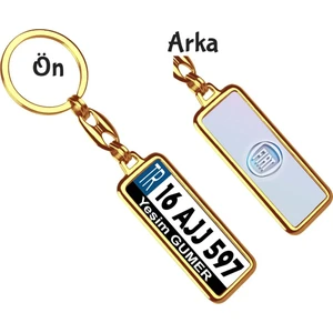 Hediye Zengini Kişiye Özel Fiat 3D Logo Tema Plaka Anahtarlık