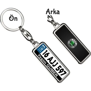 Hediye Zengini Kişiye Özel Skoda Fiber Logo Tema Plaka Anahtarlık