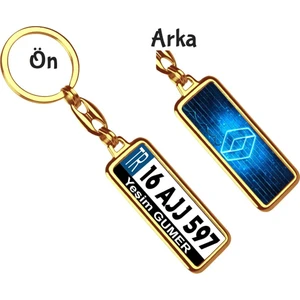 Hediye Zengini Kişiye Özel Renault Neon Mavi Logo Tema Plaka Anahtarlık