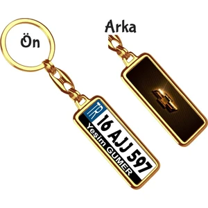 Hediye Zengini Kişiye Özel Chevrolet Altın Parlama Logo Tema Plaka Anahtarlık
