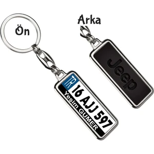 Hediye Zengini Kişiye Özel Jeep Karbon Logo Tema Plaka Anahtarlık