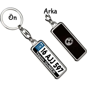 Hediye Zengini Kişiye Özel Bmw Simli Beyaz Logo Tema Plaka Anahtarlık
