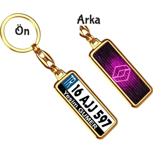 Hediye Zengini Kişiye Özel Renault Neon Pembe Logo Tema Plaka Anahtarlık