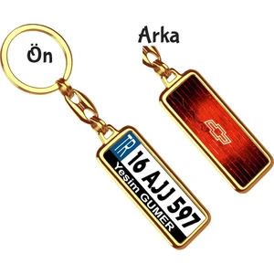 Hediye Zengini Kişiye Özel Chevrolet Neon Kırmızı Logo Tema Plaka Anahtarlık