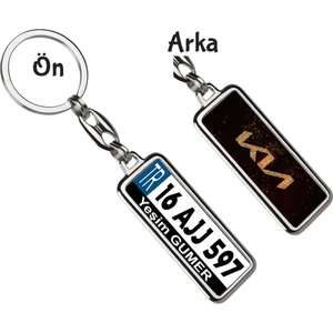 Hediye Zengini Kişiye Özel Kia Simli Sarı Logo Tema Plaka Anahtarlık