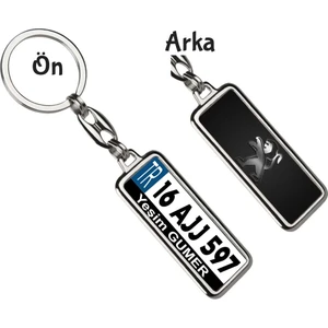 Hediye Zengini Kişiye Özel Peugeot Fiber Logo Tema Plaka Anahtarlık