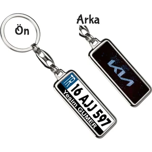 Hediye Zengini Kişiye Özel Kia Simli Mavi Logo Tema Plaka Anahtarlık