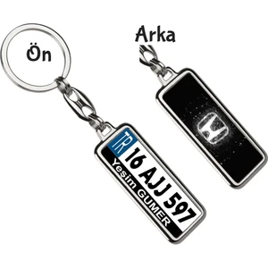 Hediye Zengini Kişiye Özel Honda  Neon Lights Beyaz Logo Tema Plaka Anahtarlık