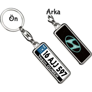 Hediye Zengini Kişiye Özel Hyundai Simli Turkuaz Logo Tema Plaka Anahtarlık