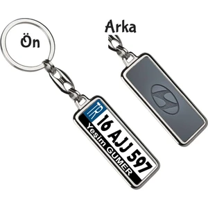 Hediye Zengini Kişiye Özel Hyundai Gri Metalik Logo Tema Plaka Anahtarlık