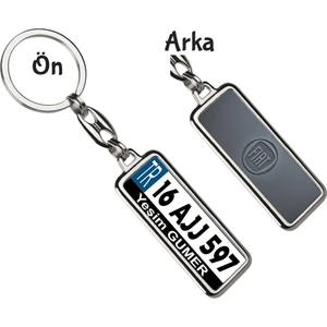 Hediye Zengini Kişiye Özel Fiat Gri Metalik Logo Tema Plaka Anahtarlık