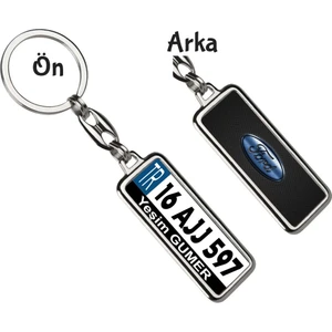 Hediye Zengini Kişiye Özel Ford Simli Mavi Logo Tema Plaka Anahtarlık