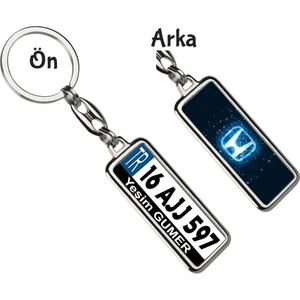Hediye Zengini Kişiye Özel Honda  Neon Lights Mavi Logo Tema Plaka Anahtarlık
