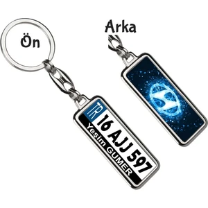Hediye Zengini Kişiye Özel Hyundai Mavi Parıltı Logo Tema Plaka Anahtarlık