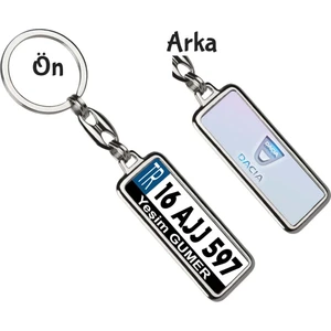 Hediye Zengini Kişiye Özel Dacia 3D Logo Tema Plaka Anahtarlık