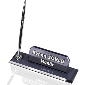 İsimlik Sepeti Kişiye Özel Elf Kristal Masa İsimliği  Ofis Masaüstü İsimlik - Gümüş