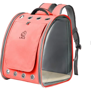 Pet Home Ldlc QS-027 Şeffaf Pvc Oxford Bez Sırt Çantası Pet Köpek Kedi Omuzları Çanta Seyahat Pet Taşıyıcı - Pembe (Yurt Dışından)