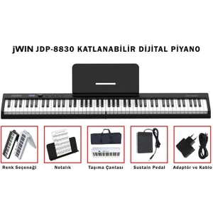 JDP-8830 88 Tuş Katlanabilir Bluetooth + Şarjlı Piyano
