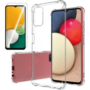Samsung Galaxy A13 4g ile Uyumlu Şeffaf Köşeleri Korumalı Kılıf ve Temperli Cam Ekran Koruyucu