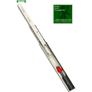 Teleskopik Frenli Çekmece Rayı  46 mm 40 cm ( Set )