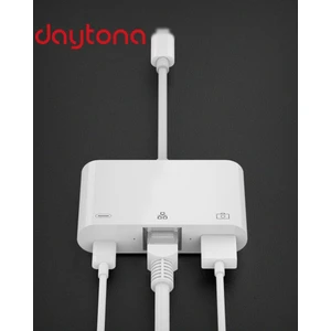 NK107 Apple iPhone iPad Lightning To Ethernet USB Kamera Okuyucu OTG Pd Çevirici