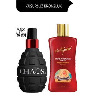 Eda Taşpınar Chaos Pour Homme Bronzing Bomb & Bronzluk Koruyucu Losyon (200 ml X 2 Çeşit)