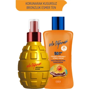Eda Taşpınar Bronzing Bomb & Yüksek Korumalı Güneş Kremi SPF 50+ (200 ml X 2 Çeşit)