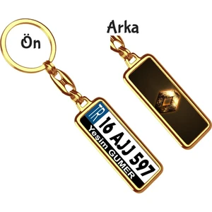 Hediye Zengini Kişiye Özel Renault Altın Parlama Logo Tema Plaka Anahtarlık