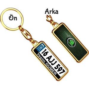 Hediye Zengini Kişiye Özel Skoda Vıp Logo Tema Plaka Anahtarlık