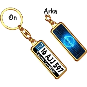 Hediye Zengini Kişiye Özel Mini Nissan Neon Mavi Logo Tema Plaka Anahtarlık