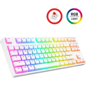 KB-R136 Ghost Beyaz Type-C Bağlantılı Rgb Puding Tuşlu Haylou Red Switch 1000 Hz Us Gaming Oyuncu Klavye
