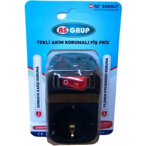 Asgrup Tekli Akım Korumalı Fiş Priz