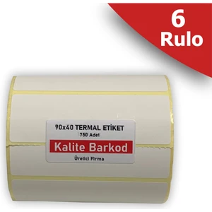 Kalite Barkod 90X40 Termal Etiket -6 Rulo Barkod Etiketi