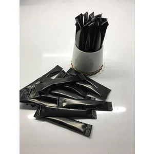 Merpak Ambalaj Stick Şeker Siyah Baskılı Stick Kristal Toz Şeker 3 gr 100'lü