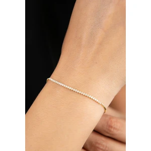 925 Ayar Gümüş Gold Kaplama Zirkon Taşlı Su Yolu Bileklik