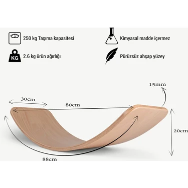 Denge Tahtası Balance Board Doğal Ahşap Çocuk