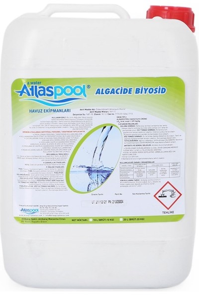 Atlasm Pool Sıvı Yosun Önleyici Öldürücü Havuz Kimyasalı 20 kg Liquid Algaecide