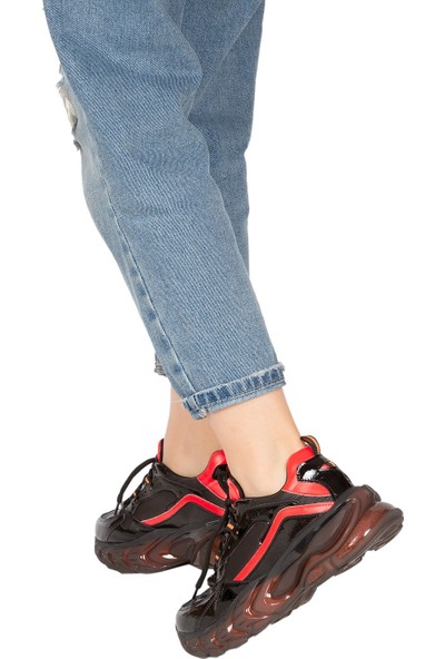Krıste Bell Orjinal Kadın Spor Ayakkabı K222-6021 Siyah Kırmızı