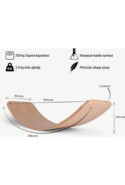 Denge Tahtası Balance Board Doğal Ahşap Çocuk Oyuncak