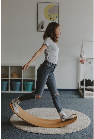Denge Tahtası Balance Board Doğal Ahşap Çocuk Oyuncak