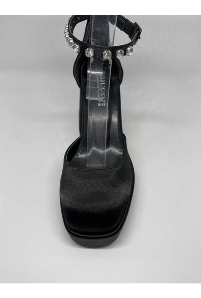 Mugo Kadın Bilekten Bağlamalı Platformlu Yüksek Topuklu Abiye Ayakkabı 101-22Y Siyah