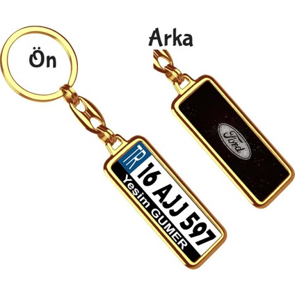 Kişiye Özel Ford Simli Beyaz Logo Tema Plaka Anahtarlık