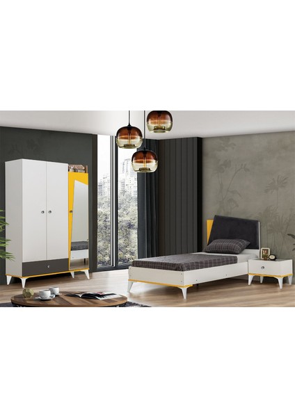 Giallo Genç Odası Takımı - Dolap, Karyola, Komodin