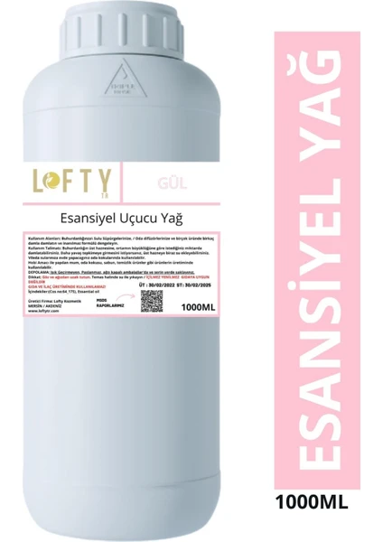 Gül Esansiyel Uçucu Yağ, Konsantre Esans, Oda Kokusu 1000 ml