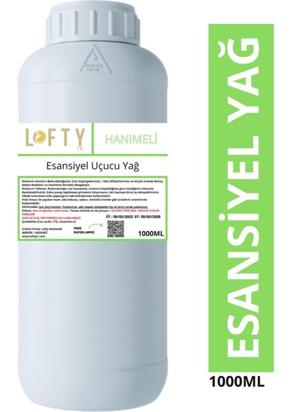 Hanımeli Esansiyel Uçucu Yağ, Konsantre Esans, Oda Kokusu 1000 ml