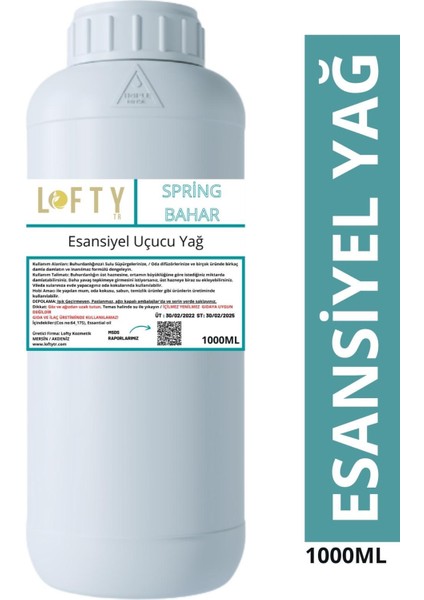 Spring Bahar Esansiyel Uçucu Yağ, Konsantre Esans, Oda Kokusu 1000 ml