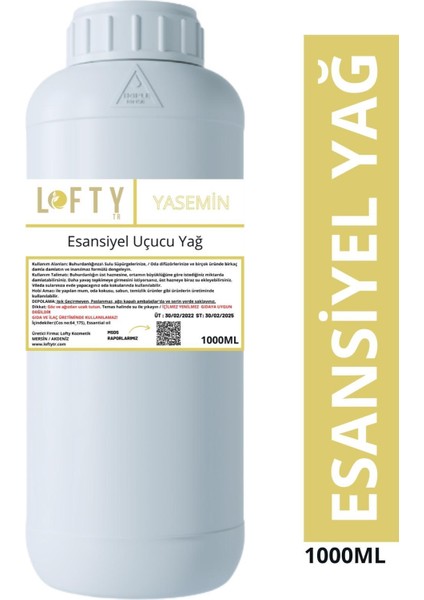 Yasemin Esansiyel Uçucu Yağ, Konsantre Esans, Oda Kokusu 1000 ml