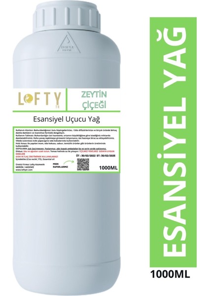 Zeytin Çiçeği Esansiyel Uçucu Yağ, Konsantre Esans, Oda Kokusu 1000 ml