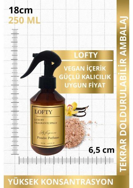 Pudra Oda ve Çamaşır Spreyi Oda Parfümü, Oda Kokusu, Koku Giderici Poudre Perfume 250ML