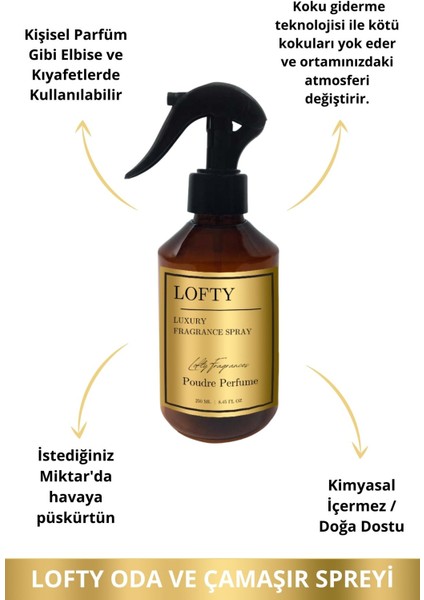 Pudra Oda ve Çamaşır Spreyi Oda Parfümü, Oda Kokusu, Koku Giderici Poudre Perfume 250ML